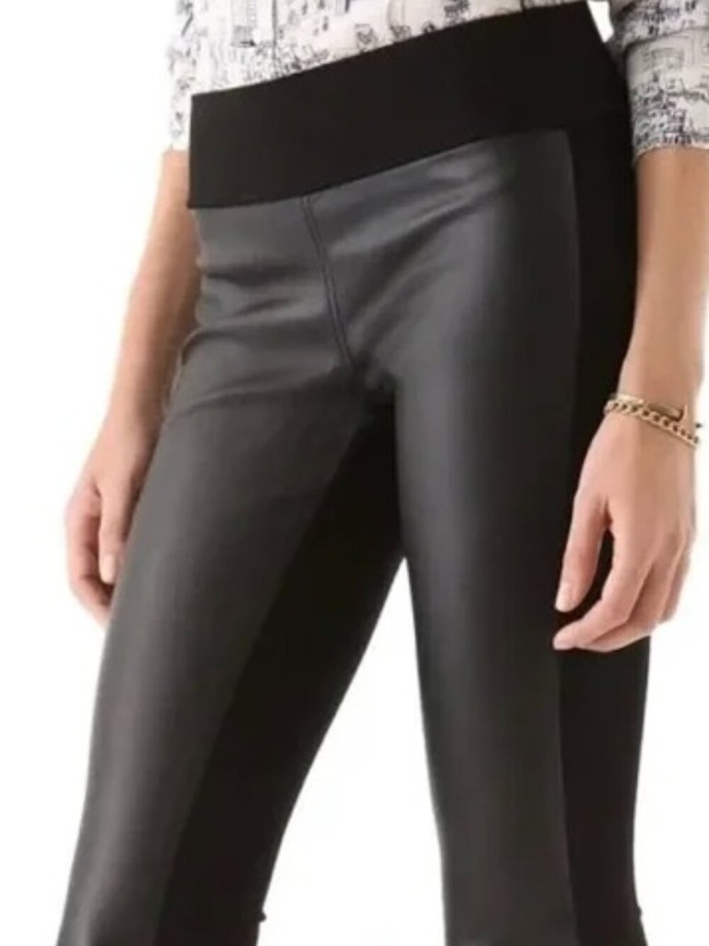 J McLaughlin Black Ponte & Vegan Leather Leggings